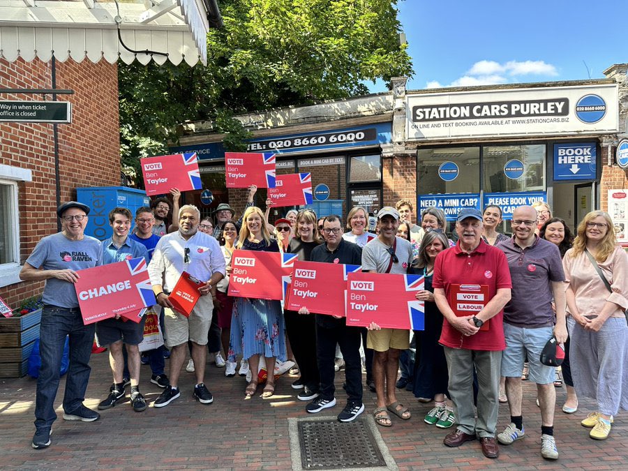 Ellie Reeves (@elliereeves) on Twitter photo Great to be out in Croydon South this morning with <a href="/BenJLTaylor/">Ben Taylor</a>, <a href="/LabourSJ/">Sarah Jones MP</a> and some great Labour activists!🌹
Lots of support for Ben and Labour’s vision of change on the doors.
Vote Labour on 4th July to deliver the change that Croydon South and the country needs! 🌹🌹 Great to be out in Croydon South this morning with <a href="/BenJLTaylor/">Ben Taylor</a>, <a href="/LabourSJ/">Sarah Jones MP</a> and some great Labour activists!🌹
Lots of support for Ben and Labour’s vision of change on the doors.
Vote Labour on 4th July to deliver the change that Croydon South and the country needs! 🌹🌹