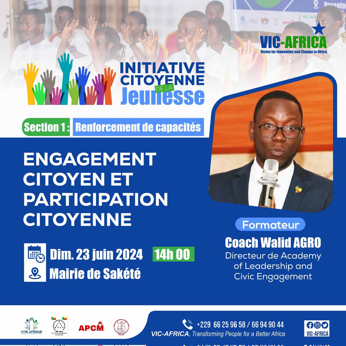 𝗜𝗻𝗶𝘁𝗶𝗮𝘁𝗶𝘃𝗲 𝗖𝗶𝘁𝗼𝘆𝗲𝗻𝗻𝗲 𝗱𝗲 𝗹𝗮 𝗝𝗲𝘂𝗻𝗲𝘀𝘀𝗲 - 𝗦𝗮𝗸𝗲́𝘁𝗲́ 𝟮𝟬𝟮𝟰 

📚 𝗦𝗲𝘀𝘀𝗶𝗼𝗻 𝟭 : Renforcement de capacités

📍 𝗙𝗼𝗿𝗺𝗮𝘁𝗶𝗼𝗻 𝟯 : Engagement Citoyen, Citoyenneté active et responsable.

#ICJ #ICJVICAfrica #CitoyenAutrement