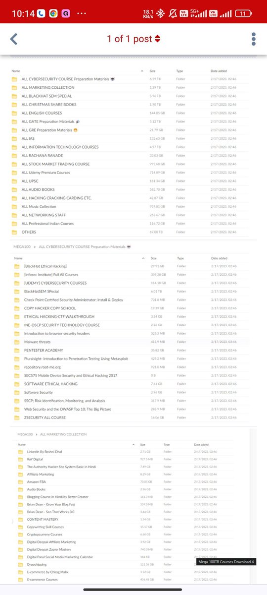 🔰 100 TB 🔰 COMPLETE RESOURCES

All Paid- Udemy Courses

This Course covers;
- Excel
- SQL
- Cyber security
- hacking
 Many more

[Normally Charge $300 But Now FREE 🆓]

To get it simply Dm - 24 Hours ⏰

1. Like &amp; Repost
2. Comment " need "
3. Follow me for DM