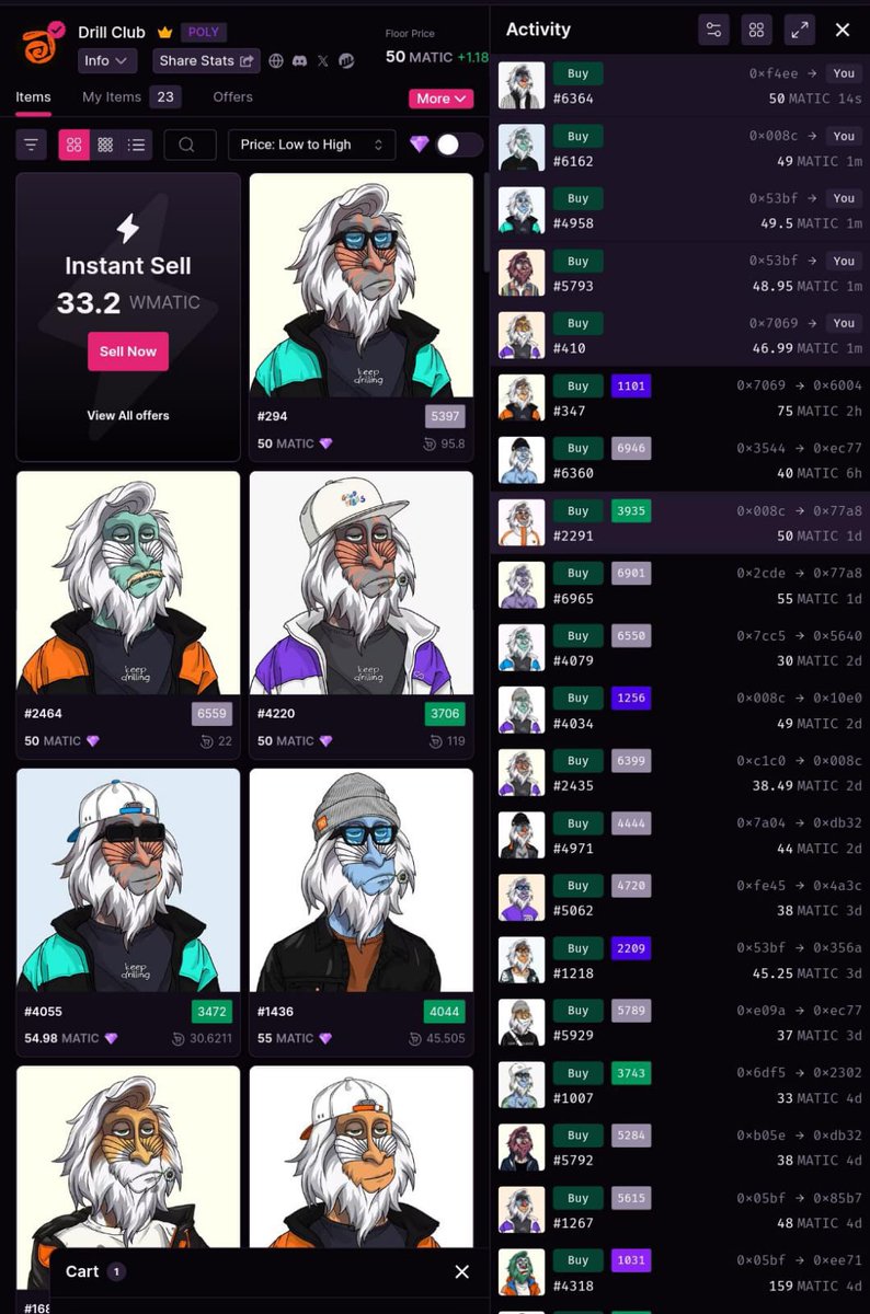 Fuck it
I am buying <a href="/DrillClubNFT/">DRILL CLUB</a> as much as I can.
This is the fking bottom signal.
List more it will be swept more we are now at 50 FP,will see you in 500.
YOU SAW <a href="/DeGodsNFT/">DeGods</a> COMEBACK

YOU SAW <a href="/pudgypenguins/">Pudgy Penguins</a> COMEBACK

YOU WILL WITNESS SAME WITH <a href="/DrillClubNFT/">DRILL CLUB</a> 

DRILLLISHHHH!!!!!