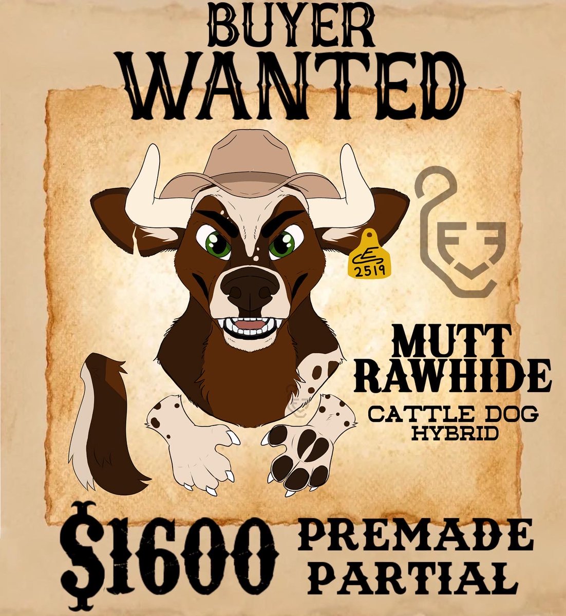 MissingJay's tweet image. Premade Cattle Dog Hybrid 
(Open)
Planned completion Jan 2025

Preclaiming this design allows you to alter and add features to this suit.
#fursuitadopt #fursuitforsale