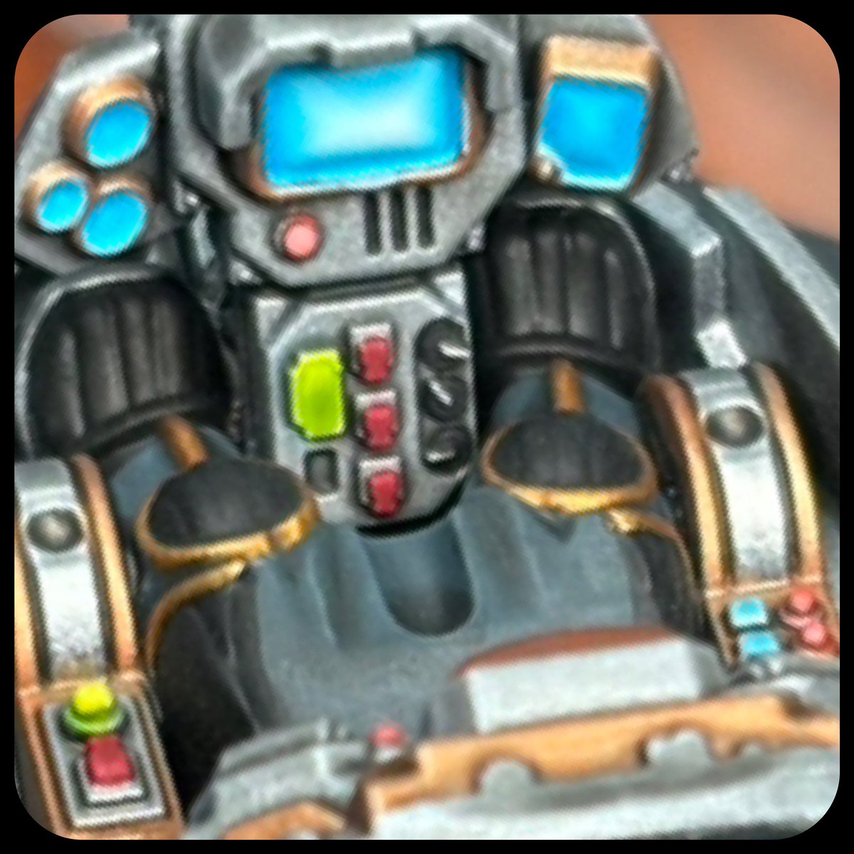 BrushStroke77's tweet photo. WIP Leagues of Votann Sagitaur 

Never painted a cockpit before, it’s good fun.
Decided to keep things simple, as the chances are none of it will be seen in the end anyway 🤣

#paintingwarhammer #warhammercommunity #miniaturepainting #paintingwarhammer40k #leaguesofvotann #AdWIP https://t.co/LyPxOv4suO