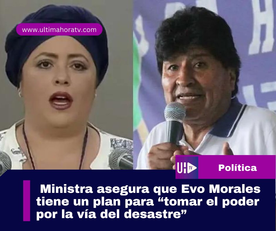 #Política
Según la ministra Prada, “Evo Morales está dispuesto a bloquear la economía y convulsionar el país para imponer su candidatura a las buenas o a las malas” - UHTV

Clic aquí: facebook.com/share/p/SXBGqU…