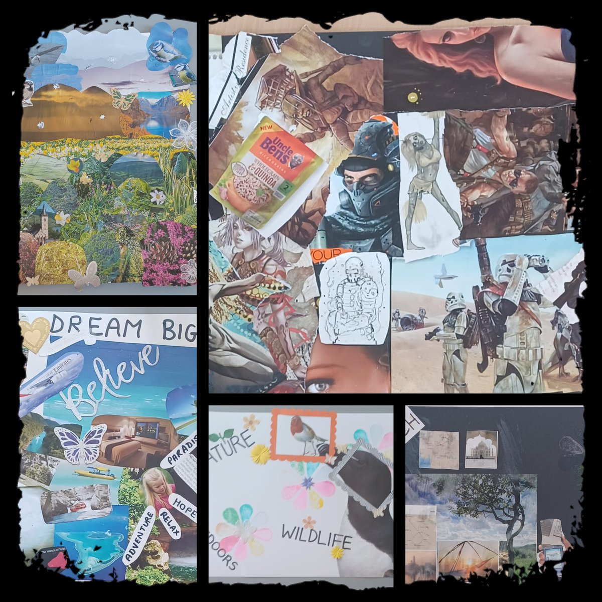 FRH_Therapies's tweet photo. The people who use our services used their creativity to make collage posters to decorate their rooms and wards #collaging
@sabpNHS @LouiseWiggins17 @ClaireC91144502 @MichelleMarlan1 https://t.co/HR0PoFglu7
