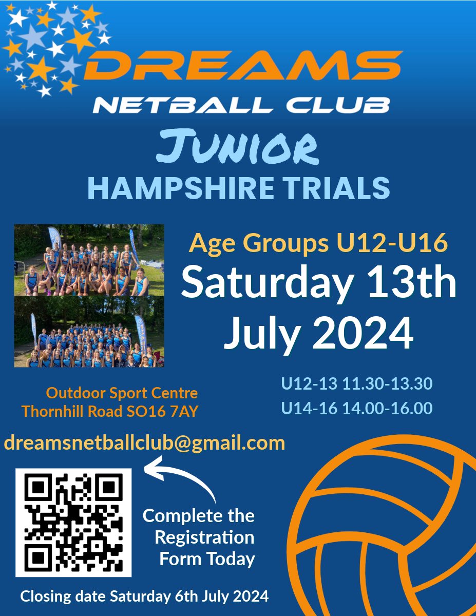 Dreams Netball Club are recruiting for season 2024/25 💙🧡
