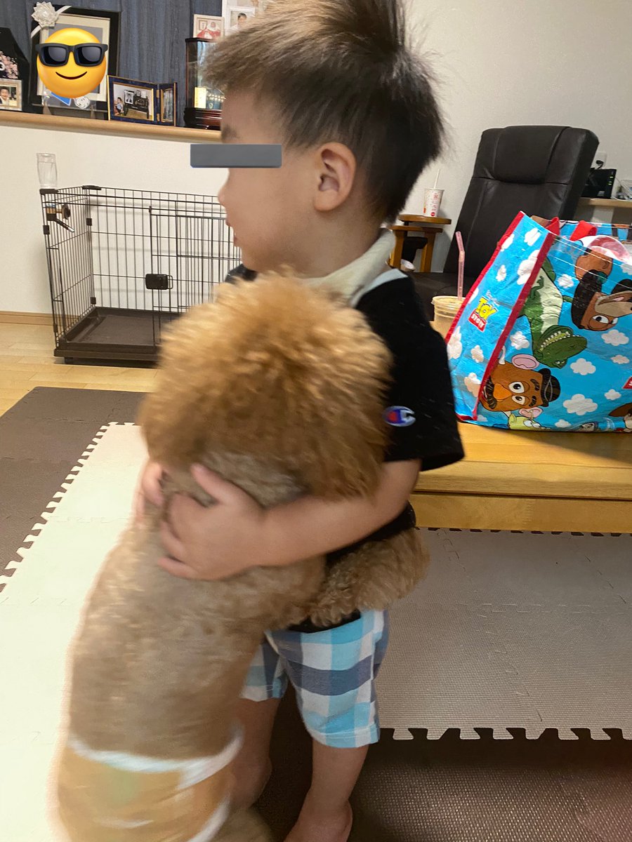 kittys2ren09's tweet photo. 旦那が亡くなった時からお父さん代わりみたいに横におってくれたワンズ🐶🐾

今では抱き合う仲になってた！

大きくなったなぁ息子くん

横から見たら旦那の小さい版😭

ただ会いたい。逢いたいな。

#若年性死別
#コロナワクチン接種後死亡
#遺された側 https://t.co/6nkVTGiyzX