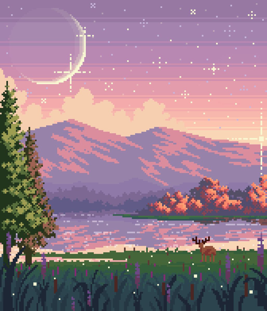 Mixilpixel's tweet photo. Another version of my previous sunset pixel art I've posted 
#pixelart #pixelartworl #art #pixelartist https://t.co/rdoTHp6I2y