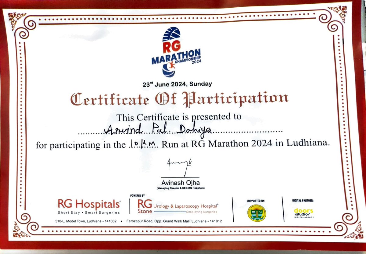 Arvind_P_Dahiya's tweet photo. Had an amazing experience of RG Marathon at PAU Ludhiana . It also revived the stories of the prestigious Punjab Agriculture University told by my father who graduated from the same in 1964.
#RGhospitals #RGmarathon #MilindSoman
#BSNL
#rohtakrunners https://t.co/4yM9wbzTZA