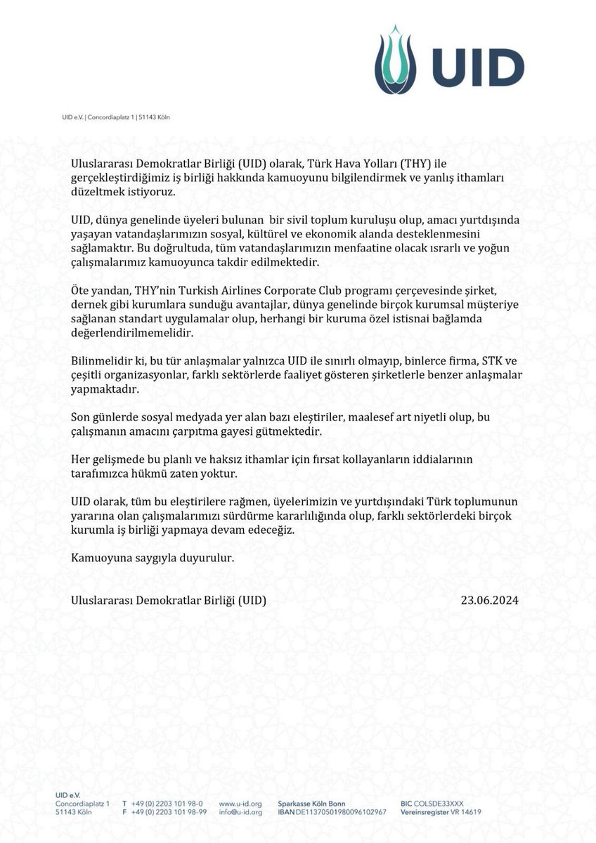 Kamuoyuna saygıyla duyurulur.