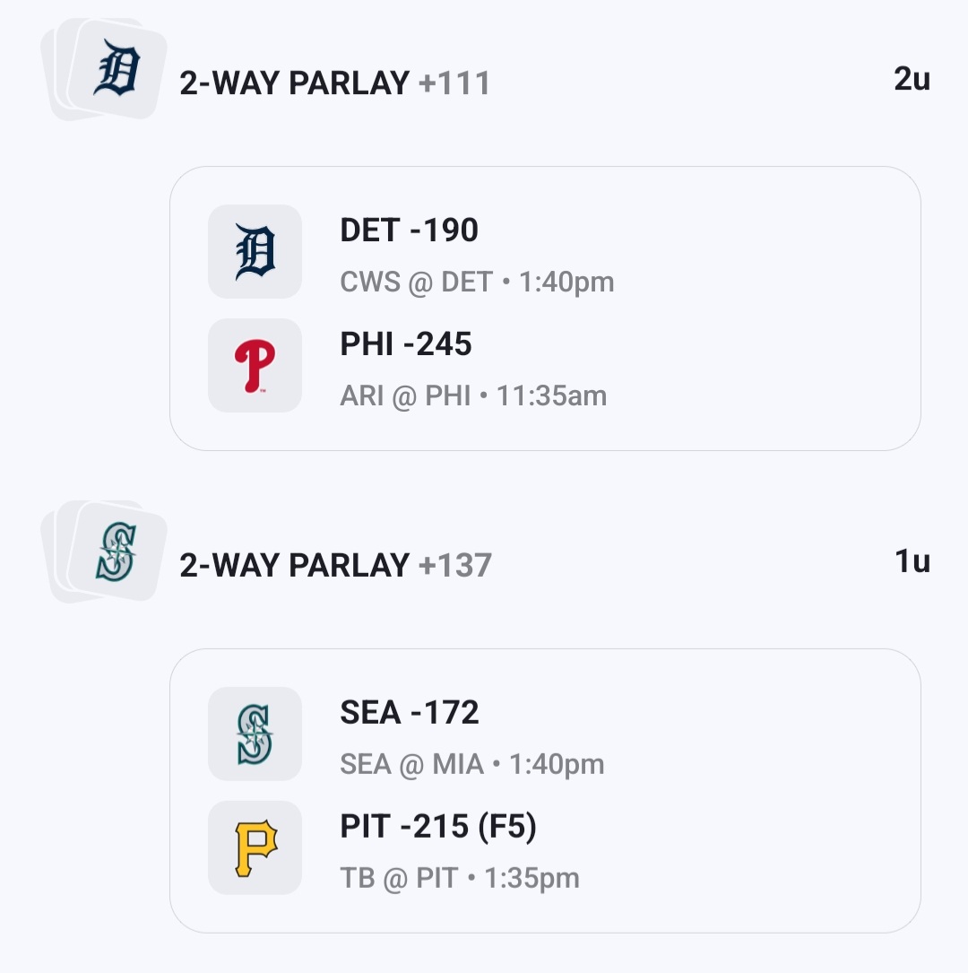 SharpPicksPHD's tweet image. Couple parlays I like today