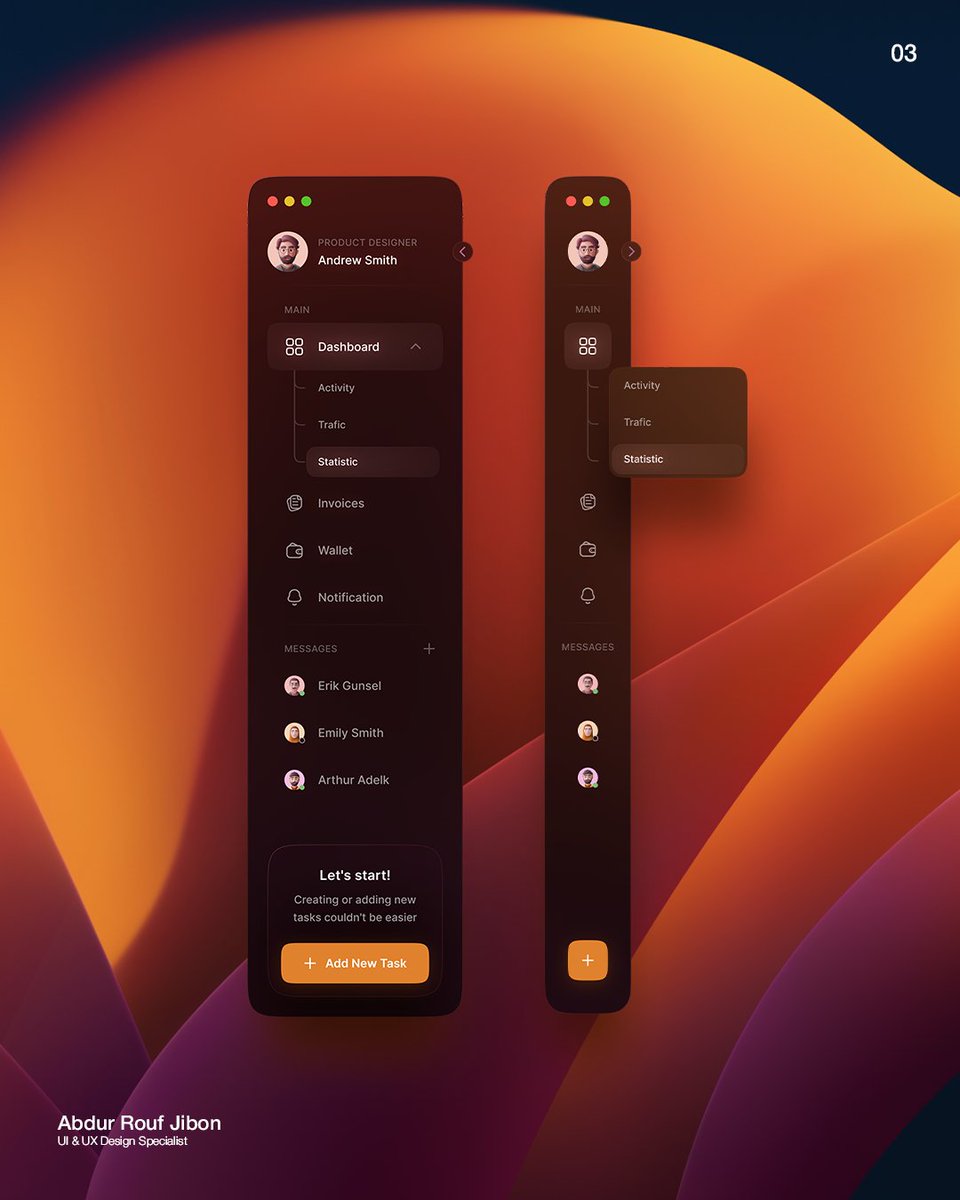 Roufuiux's tweet image. Here are some ideas for building better sidebar menus for dashboard!
DM me for more tips!
#webapplication #webapps #webappdesign #webappdevelopment #webapplications #uiux #uiuxdesign #productdesigner #uxuidesigner #appdesigner #productdesign #appdesign #appdevelopment