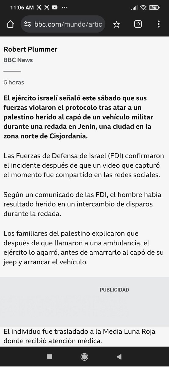 lubrio's tweet image. BBC reporta lo del palestino herido que fue amarrado a un camión militar del ejército israelí, solo porque los propios israelíes lo confirmaron. Quien sabe cuántos otros exabruptos ocurren todos los días...