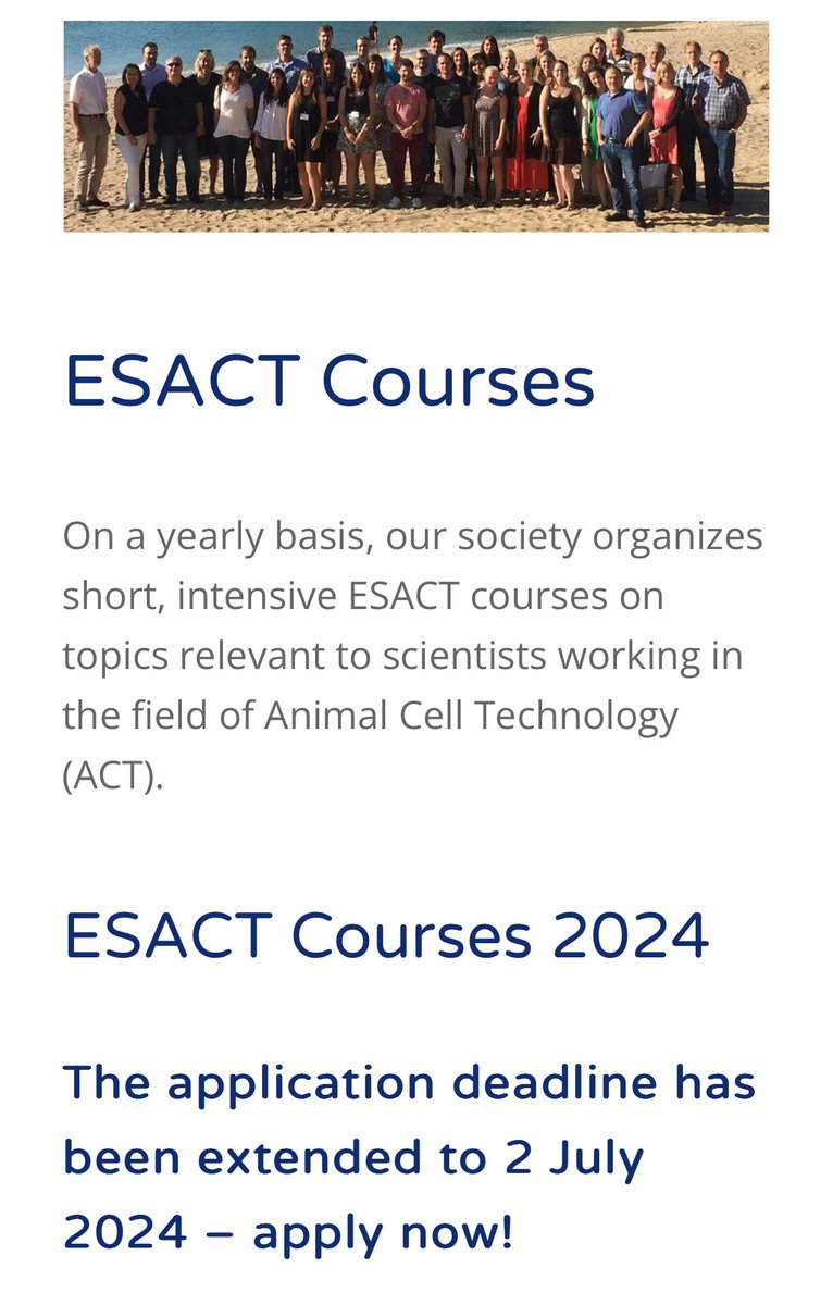 📢 The application #deadline has been extended to 2 July 2024 – apply now!
🏃‍♂️Last chance to join this year’s edition.
🔗 esact.org/gene-cell-ther…