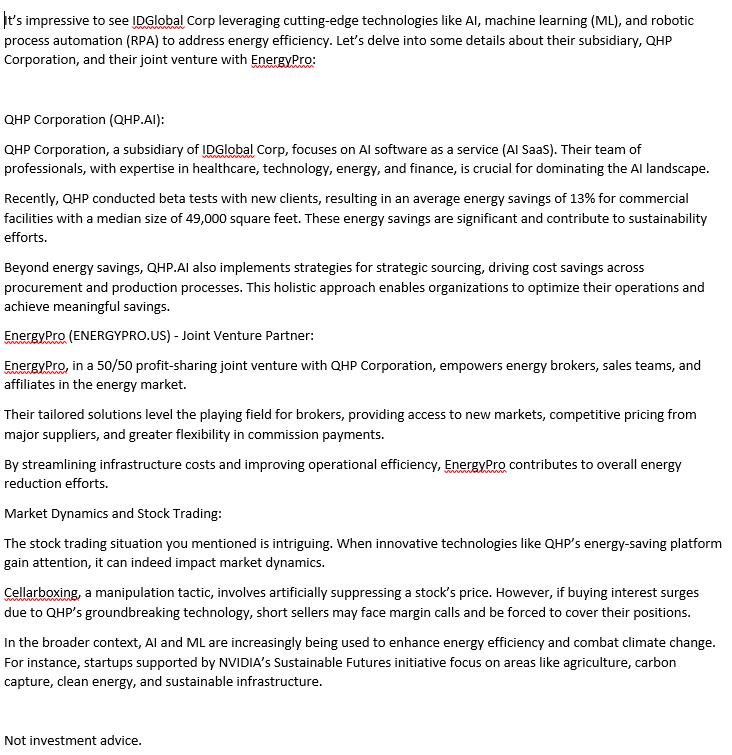 GoingGreenPicks's tweet photo. $IDGC imo is the squeeze of the decade even if trading on the #Expert Market. The #crooked players will now stick out like a sore thumb. #AI and #RPA alone could have the crooked lender scared to force the cover. One long side liquid hedge fund or maybe Mr. Musk will go long imo. https://t.co/VwjsP1hZSr