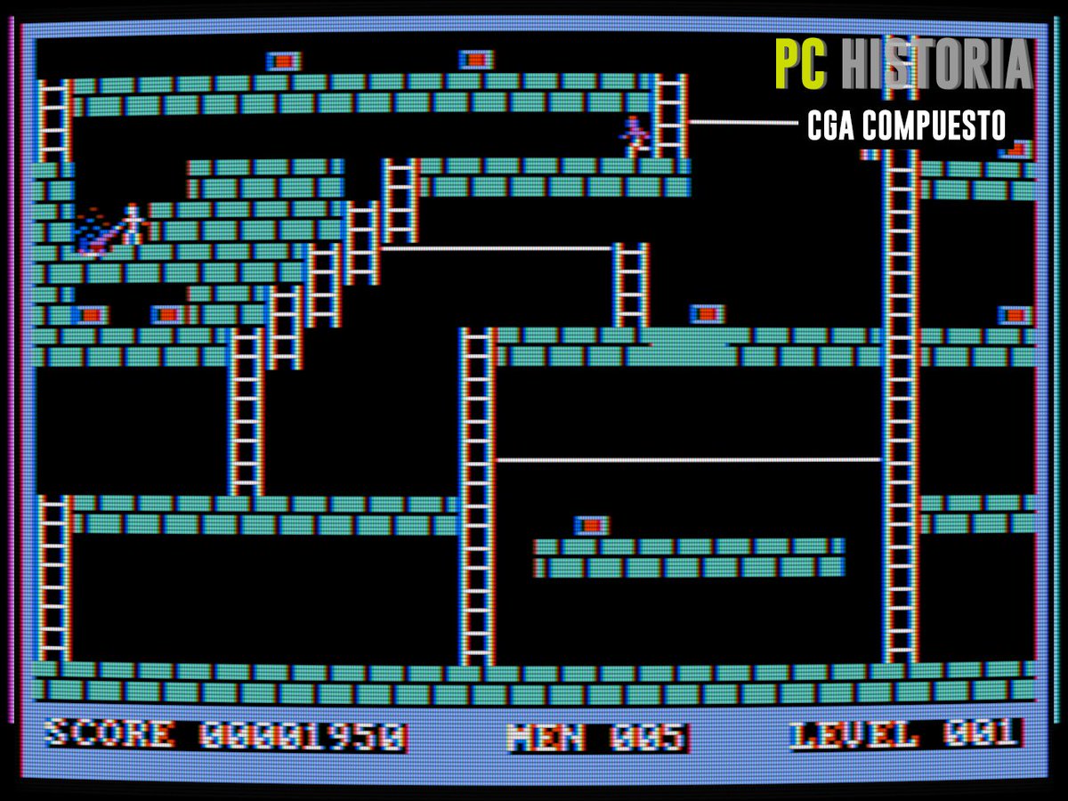 PC__Historia's tweet image. #LodeRunner (#Broderbund, 1983). Todo un CLÁSICO de Douglas E. Smith, que fue versionado para muchísimas plataformas. En #IBM #PC el port fue a cargo de Doug Greene en #CGA. De los primeros juegos en tener un editor de niveles sin tener conocimientos de programación! 🧈🏃