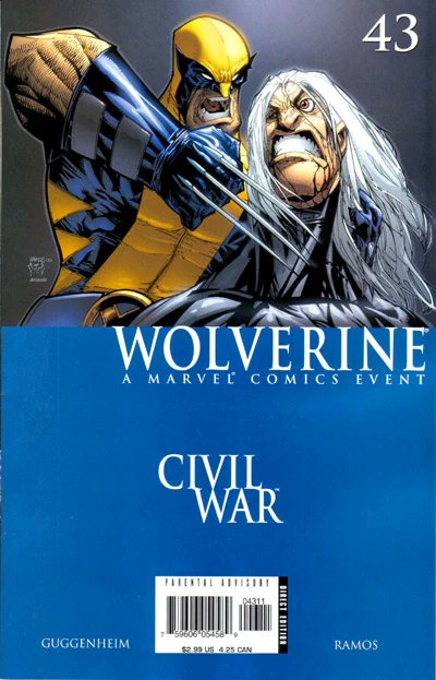 AustinGorton's tweet photo. 180 - Wolverine (v3) #43 (6/28/06)
This is the semi-infamous issue in which #Wolverine quickly heals from having his flesh burned off by Nitro.
Cover by Humberto Ramos, Carlos Cuevas & Edgar Delgado. Interiors by Marc Guggenheim & Ramos
#WolverineADay #Wolverine50 #WolverineV3 https://t.co/ScFyfBL98W