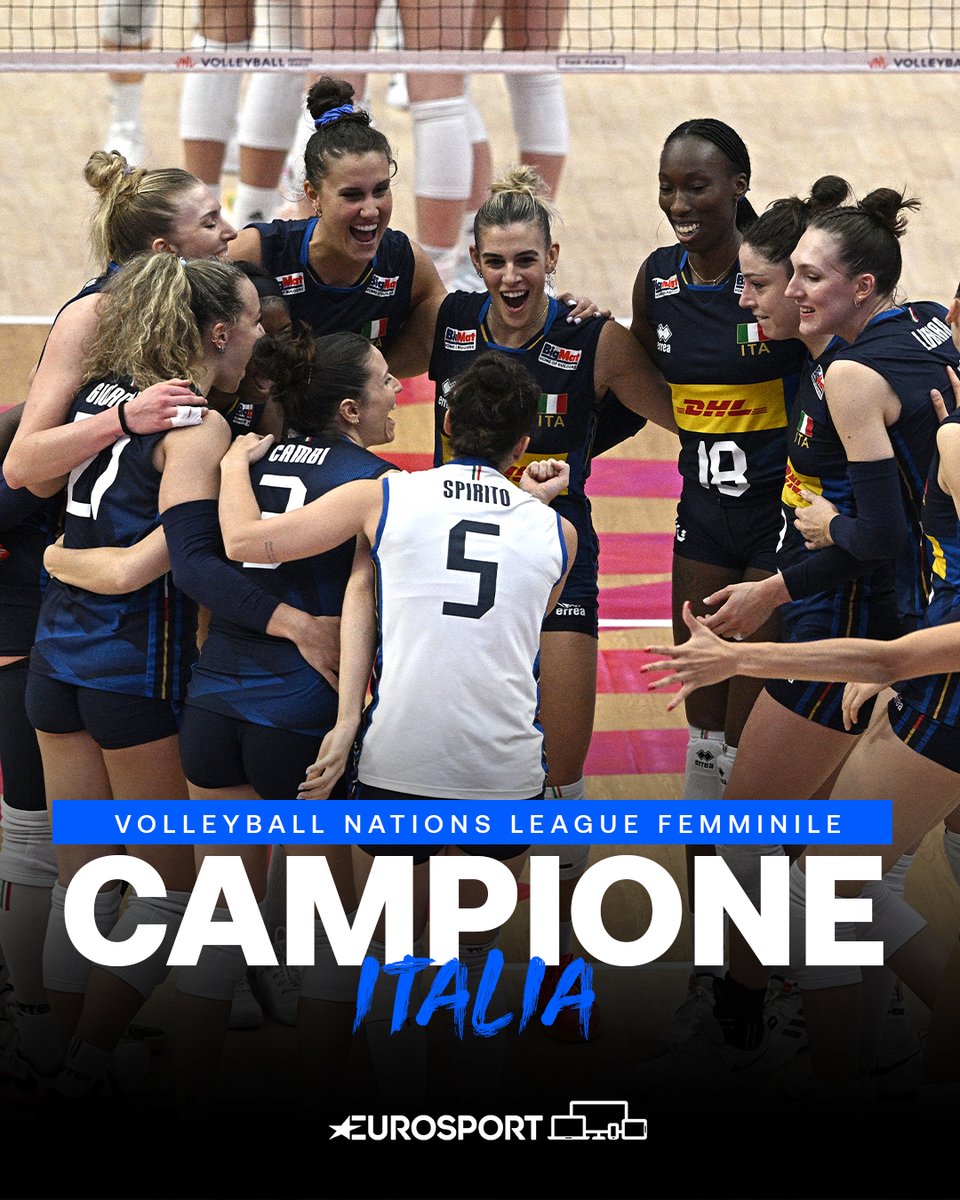 Eurosport_IT's tweet image. ITALIA D'ORO 🥇🇮🇹

L'Italvolley vince la Nations League 2024 e bissa il successo del 2022: che torneo per le ragazze di Julio Velasco 👏

#EurosportVOLLEY #VNL2024 #VNL #Pallavolo #Volley