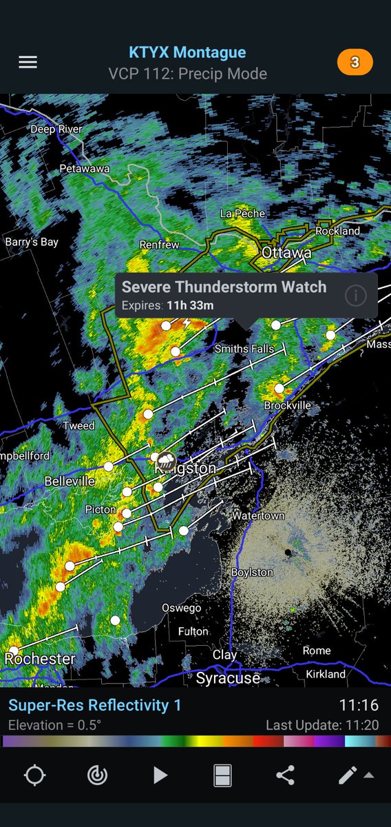 Latest radar update for Eastern Ontario #pec #ygk #xbr #yow #rain #wind #thunderstorm #onstorm