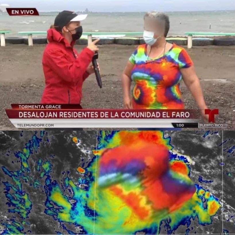 Reportera que arriesga su vida para entrevistar a la tormenta.