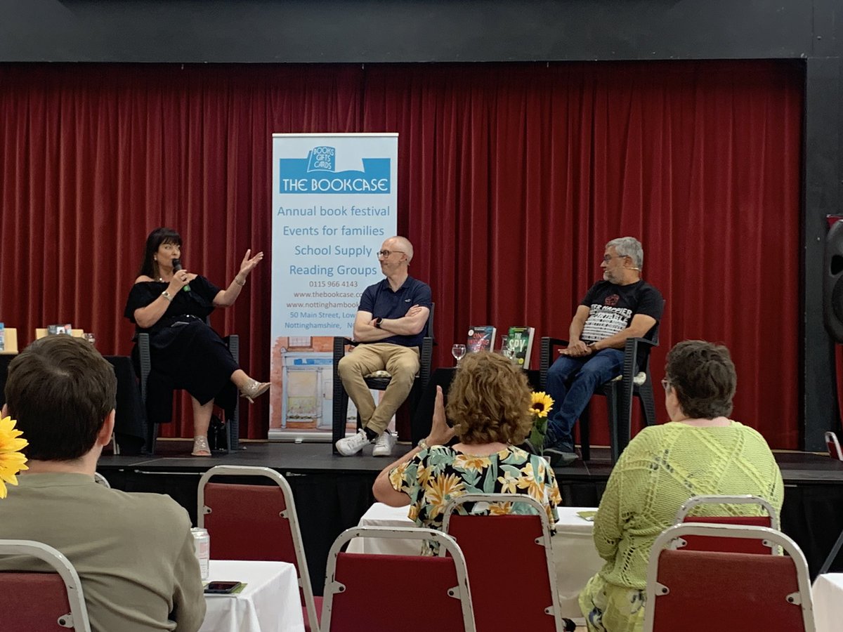 LesleyKara's tweet photo. Really enjoyed listening to @chrisewan and @ajaychow this morning in conversation with @KLSlaterAuthor at the #LowdhamBookFestival. #TheHouseHunt #OneWrongTurn #TheSpy #MessageDeleted https://t.co/pqlq96zDMv
