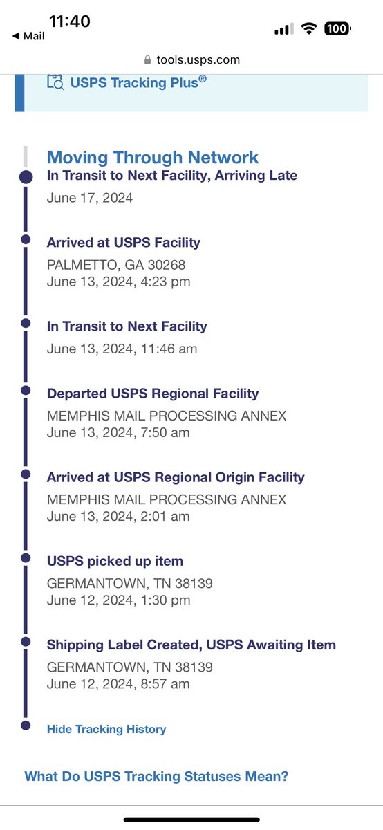 BluegrassPat's tweet photo. @USPSHelp my firearm has been stuck in Palmetto for 10 DAYS now. I’ve already filed a reports with the postal inspector and if you don’t give me an update by end of today I’m calling my local @ATFAtlanta office first thing tomorrow to report a theft. This is unacceptable. https://t.co/KuiWg5MlX9
