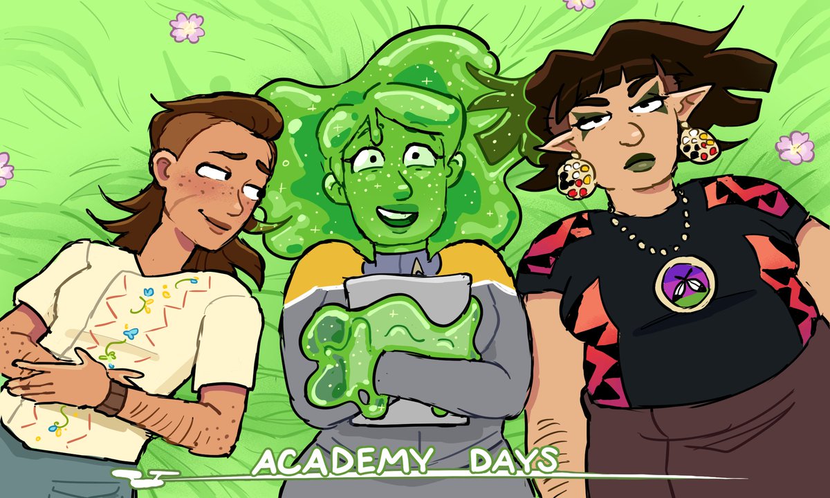 RAYDRAWSDALY's tweet image. An academy piece with @Whirligig_Girl&apos;s character Guz—plus Martinez and Dyani!
#ImageDescription in #AltText