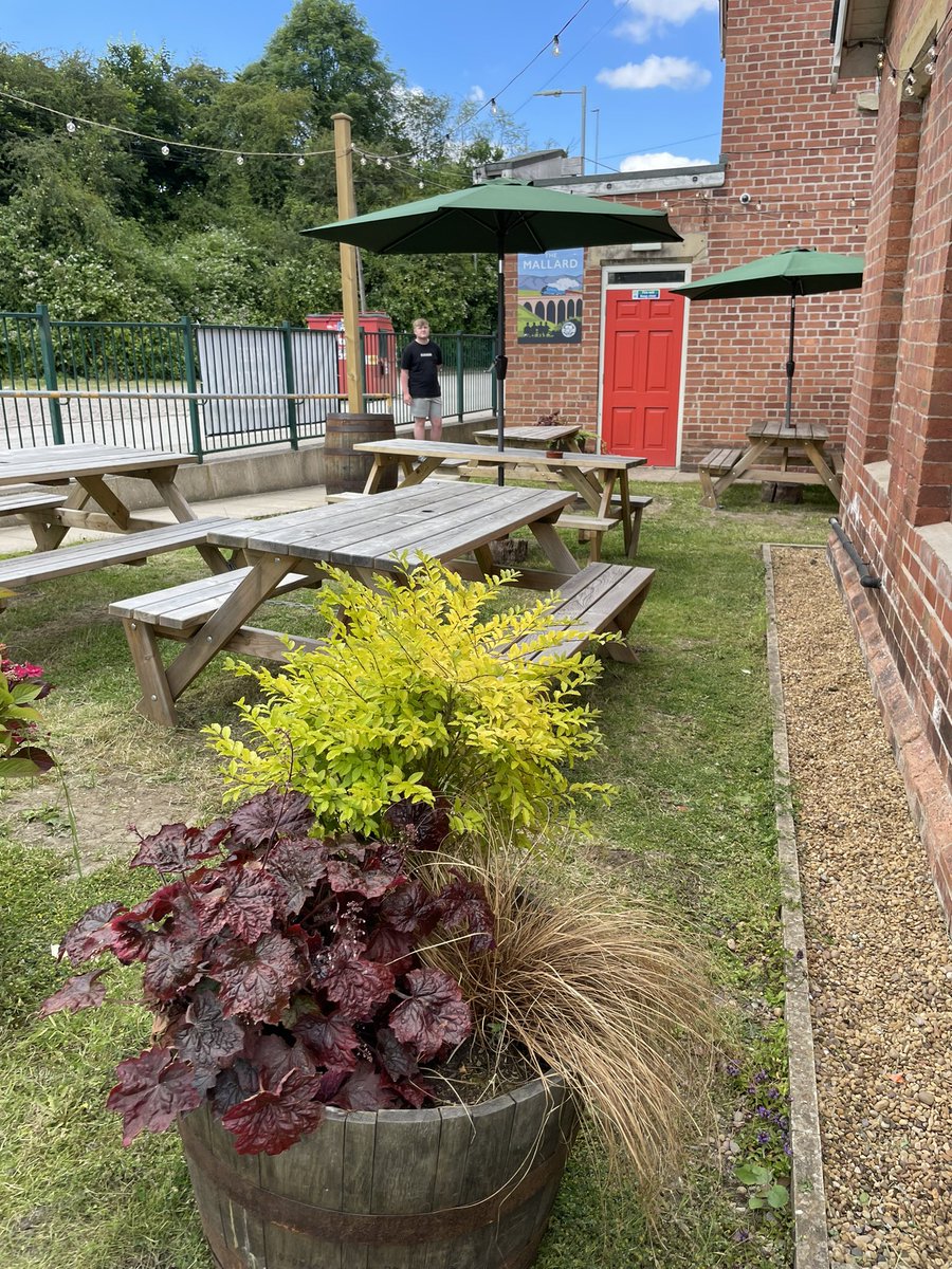 The sun is out and the beer garden is refreshed