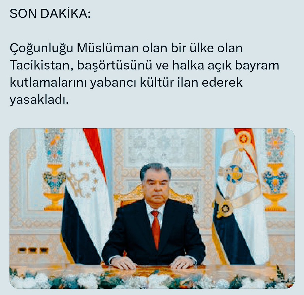 yaddas11's tweet photo. 🚩Gündemde pek yer almadı ama not düşelim. #Tacikistan gibi yobaz bir ülkenin kadınların yüzünü kapatan burka, siyah çarşaf gibi ucube giyinme tarzını yasaklaması  kadınların daha özgün ve milli kıyafetleri giyinmesini salık vermesi beklenmedik bir hareket.
1400 yıldır anlaşılmaz https://t.co/HyEJ9ISe3V