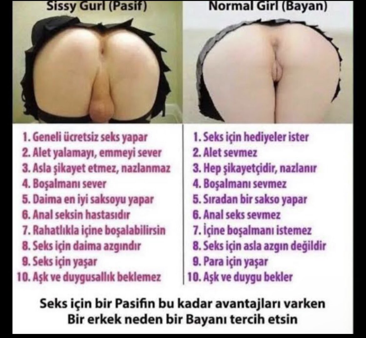 Bir sissy götü varken neden kadın götünü tercih edeyim
