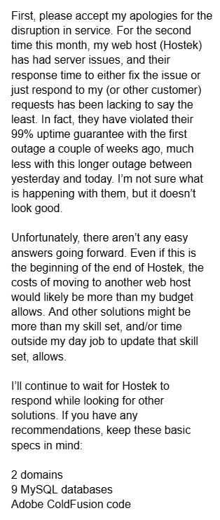 Website update (cc: <a href="/Hostek/">Hostek.com</a> <a href="/HostekSupport/">Hostek</a>)...