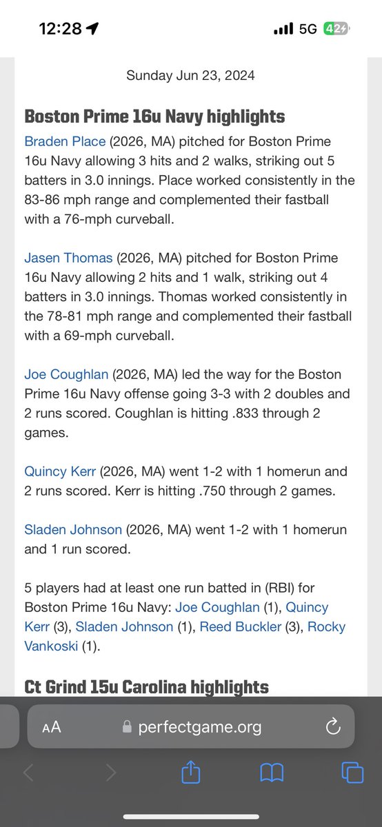 16U Navy wins 2nd game of the <a href="/PerfectGameUSA/">Perfect Game USA</a>. <a href="/bradenplace24/">Braden Place ‘26</a> <a href="/Joe_coughlan9/">Joe Coughlan</a> <a href="/QuincyKerr6/">Quincy Kerr</a> <a href="/SladenJohnson34/">Sladen Johnson</a> propelled to the win