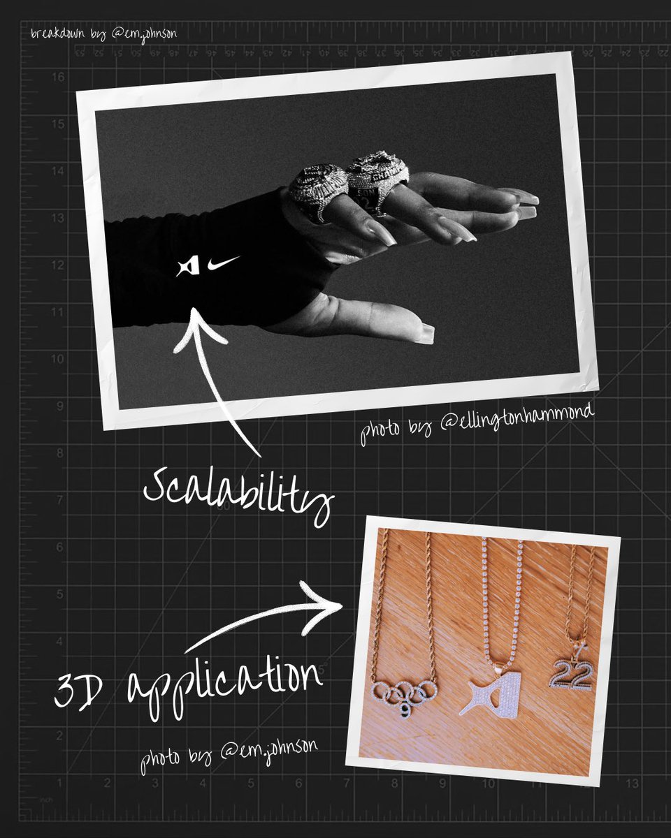 EmJ_not23's tweet image. Thoughts that nobody asked for…

I think Nike created this w/ the vision of it living as symbol (like Kobe’s) rather than a traditional logo &amp;amp; sketched it for the longterm — where the identity &amp;amp; strength of the mark will grow exponentially when paired with its brand plan ✨