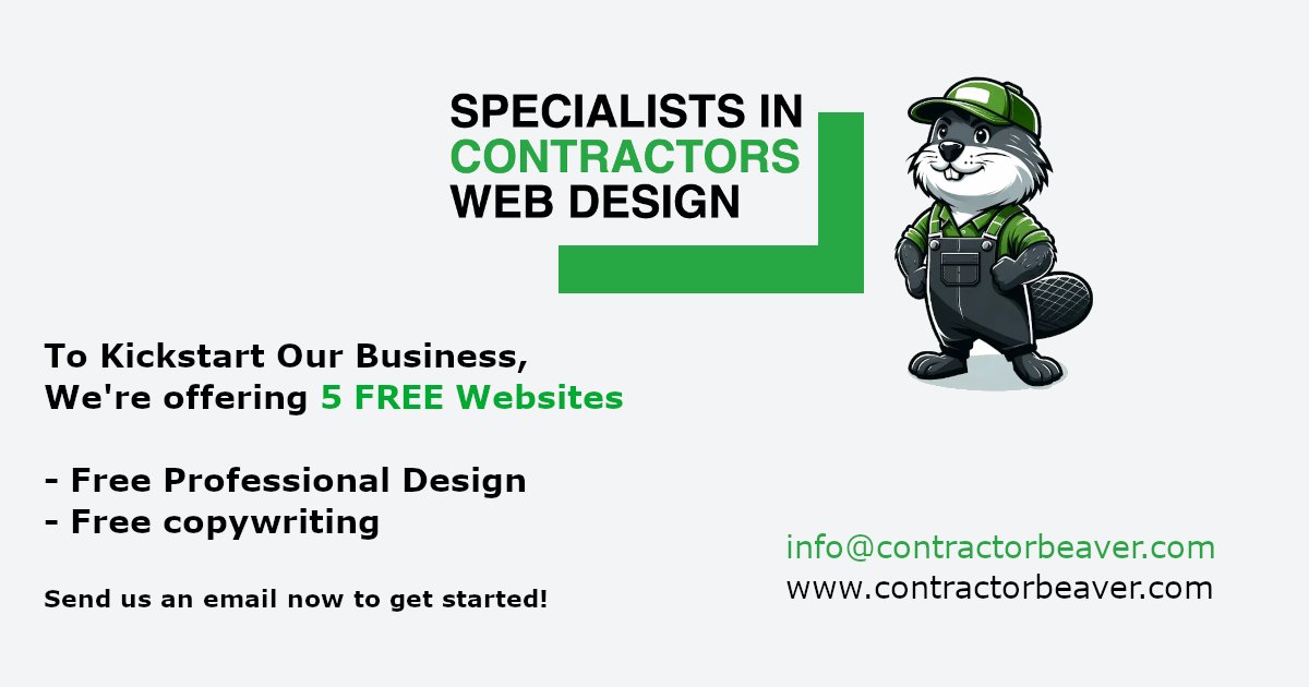 contractbeaver's tweet image. #freewebdesign #webdesign #contractors #electricians #plumbers #gardeners #roofers #free #marketing