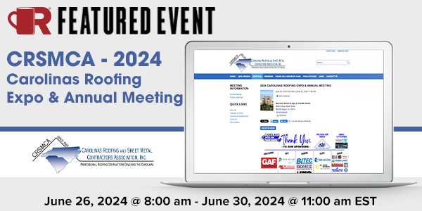 RoofCoffeeShop's tweet photo. #RoofersCoffeeShop Event Pick of the Week: #CRSMCA - 2024 Carolinas Roofing Expo and Annual Meeting
June 26, 2024 @ 8:00 am - June 30, 2024 @ 11:00 am EST
Learn More and Register Here
https://t.co/rE5EPi4mmW
#RoofingContractors #RoofingIndustry #RoofingEvents https://t.co/OUrbBFmg0K