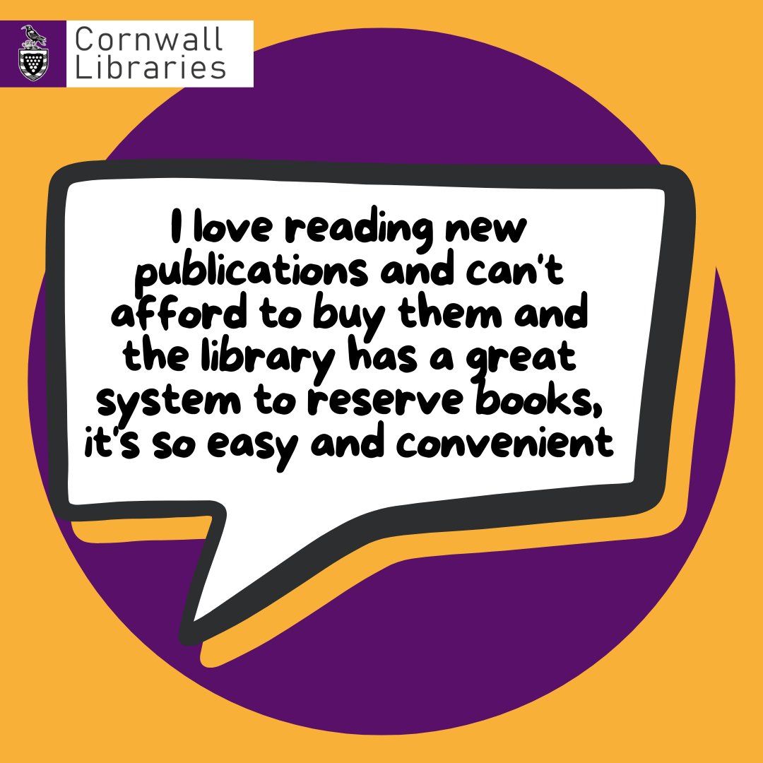 "I love reading new publications and can't afford to buy them and the library has a great system to reserve books, it's so easy and convenient"

With #CornwallLibraries, you can reserve #books from across #Cornwall to collect at your local branch.

👉 cornwall.gov.uk/libraries-muse…