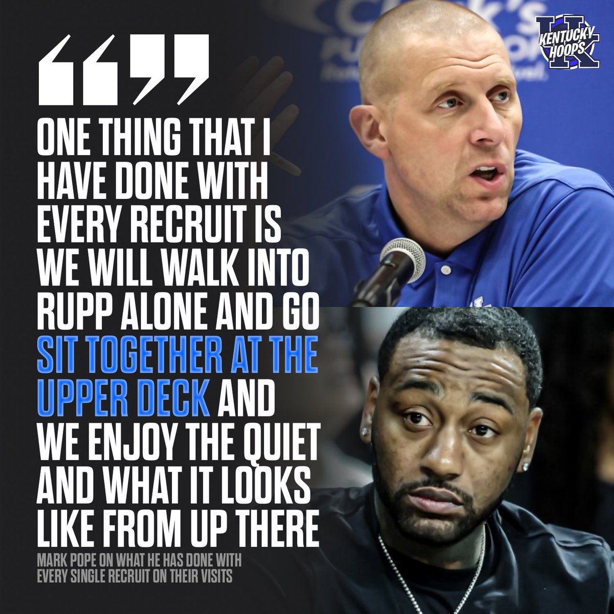 Kentucky Hoops (@kentuckyhoopsig) on Twitter photo Coach Pope tells John Wall that on every recruit’s visit, he takes them to the top of Rupp Arena alone to talk with them in a serious setting😼 (via <a href="/pointgamepod/">Point Game</a>) Coach Pope tells John Wall that on every recruit’s visit, he takes them to the top of Rupp Arena alone to talk with them in a serious setting😼 (via <a href="/pointgamepod/">Point Game</a>)