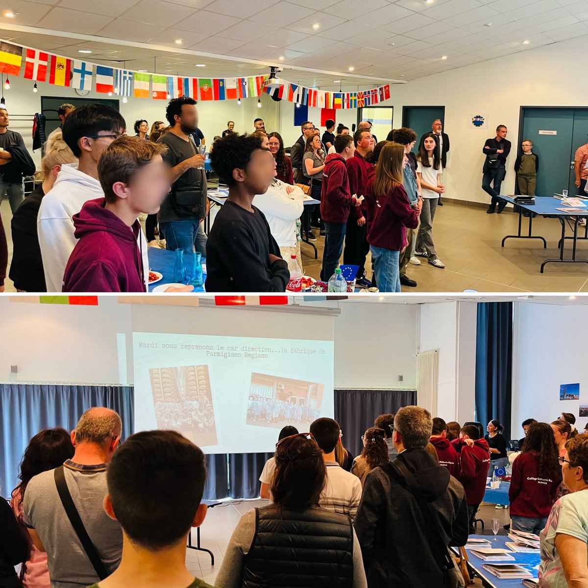 Moment de convivialité parents, élèves et enseignants : la présentation des mobilités Erasmus de l’année ! Estonie 🇪🇪 et Italie. 🇮🇹 

Des enseignants investis et des élèves au top ! 👏