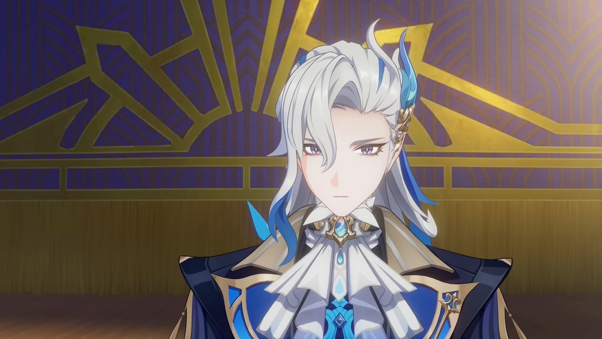 _andralexa's tweet image. I will never shut up about this scene because Neuvillette could be seen unmoving on his spot all throughout their interaction, but his composure BROKE DOWN in the last second and he reached out to Focalors but to no avail. PEAK ANGST methinks #Neuvifuri #Focallette