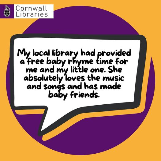 "My local library had provided a free baby rhyme time for me and my little one. She absolutely loves the music and songs and has made baby friends."

Rhyme Time sessions take place on a weekly basis at libraries throughout #Cornwall👉

cornwall.gov.uk/libraries-muse…

#CornwallWhatsOn