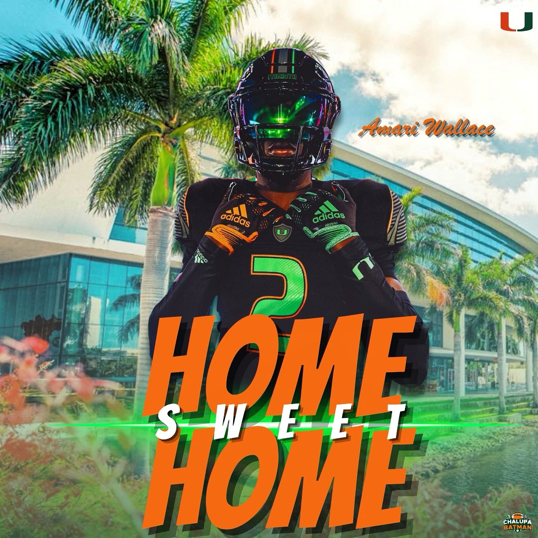 Chalupa aka Corey Carmona (@chalupabatmanfb) on Twitter photo Miami commit 4⭐️DB Amari Wallace #GoCanes #TheU 🙌🟧🟩 Miami commit 4⭐️DB Amari Wallace #GoCanes #TheU 🙌🟧🟩