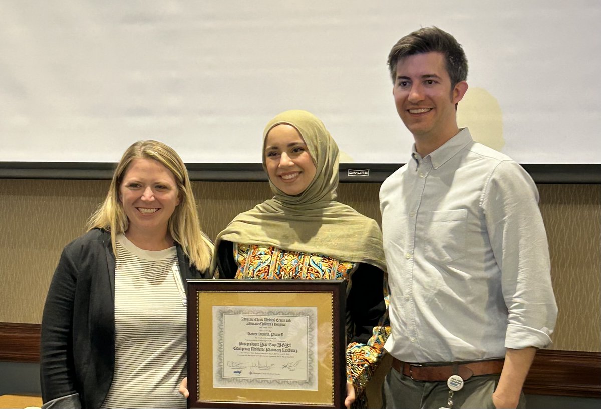 Marc McDowell (@pharmd_ed) on Twitter photo Congratulations to <a href="/haneen_huss/">Haneen Hussein</a> on a stellar year as the <a href="/ACMCEM/">Advocate Christ EM Residency</a> EM-PGY2 Pharmacy Resident. You are going to be incredibly successful at <a href="/utmbhealth/">UTMB Health</a> & <a href="/utmbPharmRes/">UTMB Health Pharmacy Residency Programs</a>
Select achievements include:
3 National Presentations
2 Prospective, Double-blinded, RCTs
1st Place ACMC Research Congratulations to <a href="/haneen_huss/">Haneen Hussein</a> on a stellar year as the <a href="/ACMCEM/">Advocate Christ EM Residency</a> EM-PGY2 Pharmacy Resident. You are going to be incredibly successful at <a href="/utmbhealth/">UTMB Health</a> & <a href="/utmbPharmRes/">UTMB Health Pharmacy Residency Programs</a>
Select achievements include:
3 National Presentations
2 Prospective, Double-blinded, RCTs
1st Place ACMC Research