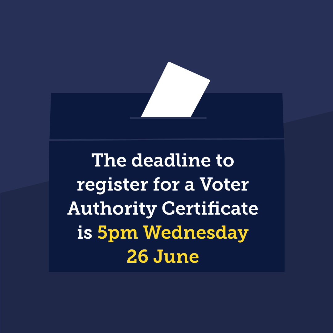 MoneySavingExp's tweet photo. If you don't have eligible photo ID, you can't vote in the upcoming general election on Thursday 4 July.

However, you CAN get a free Voter Authority Certificate if you apply by Wednesday 26 June.

Know someone without internet access? Spread the word ⬇️

https://t.co/slP8KRmbRB https://t.co/wD9a4fRECl