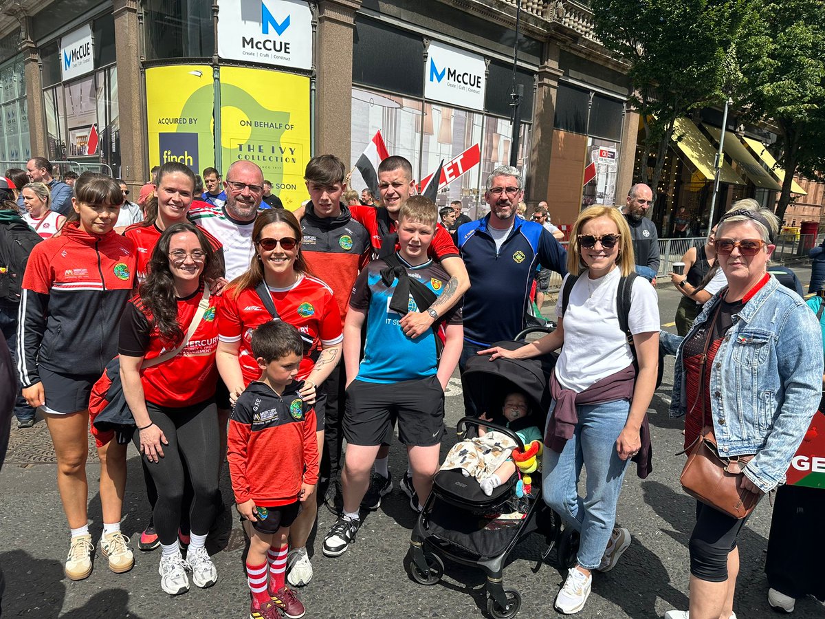 What a great protest yesterday for <a href="/GaelsAgainstGen/">Gaels</a> great to see the @aldergrovegaa crew attending. We will always be on the right side of history. #stopthegenocide #israelmurderers 🇵🇸🇵🇸🇵🇸