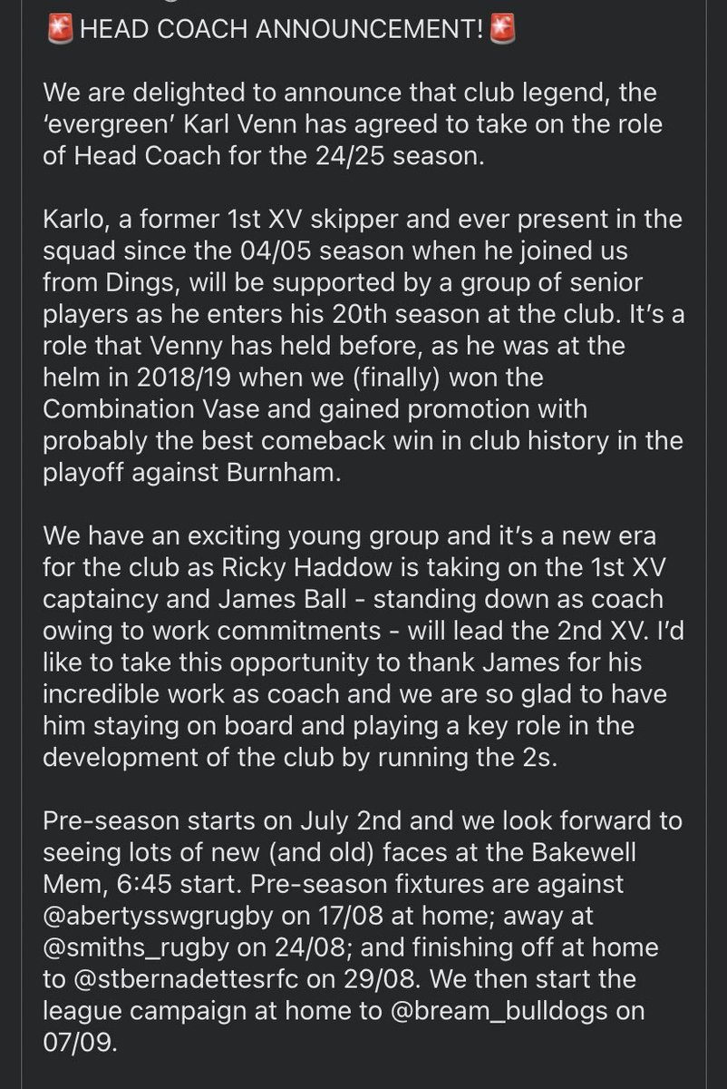 HEAD COACH ANNOUNCEMENT