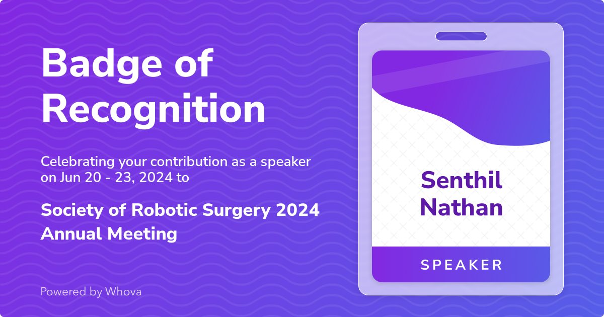 Thrilled to share that I just spoke at Society of Robotic Surgery 2024 Annual Meeting! Big thanks to the organizers and everyone who joined the session.🌟 Your presence made it special!

#SRS2024 - via #Whova event app