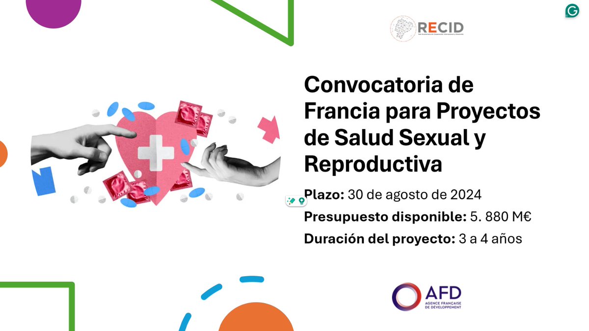 recid_ec's tweet photo. 🟠🇫🇷🟠 Convocatoria de #Francia para Proyectos de Salud Sexual y Reproductiva.

✅ Financiamiento máximo por proyecto de 500.000 euros.

📅 Fecha límite: 15 de junio de 2024

Para más información y postular: https://t.co/6sfB7VXLLc https://t.co/pFF47ozuSK