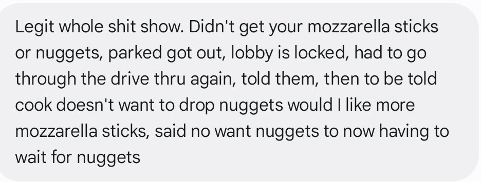 People everywhere are complaining about the cost of fast food, and it's not even convenient anymore. Tried to order some <a href="/BurgerKing/">Burger King</a> tonight and this was the wife's experience upon going to pick it up. You legit can't even get decent service anymore. Time to start boycotting.