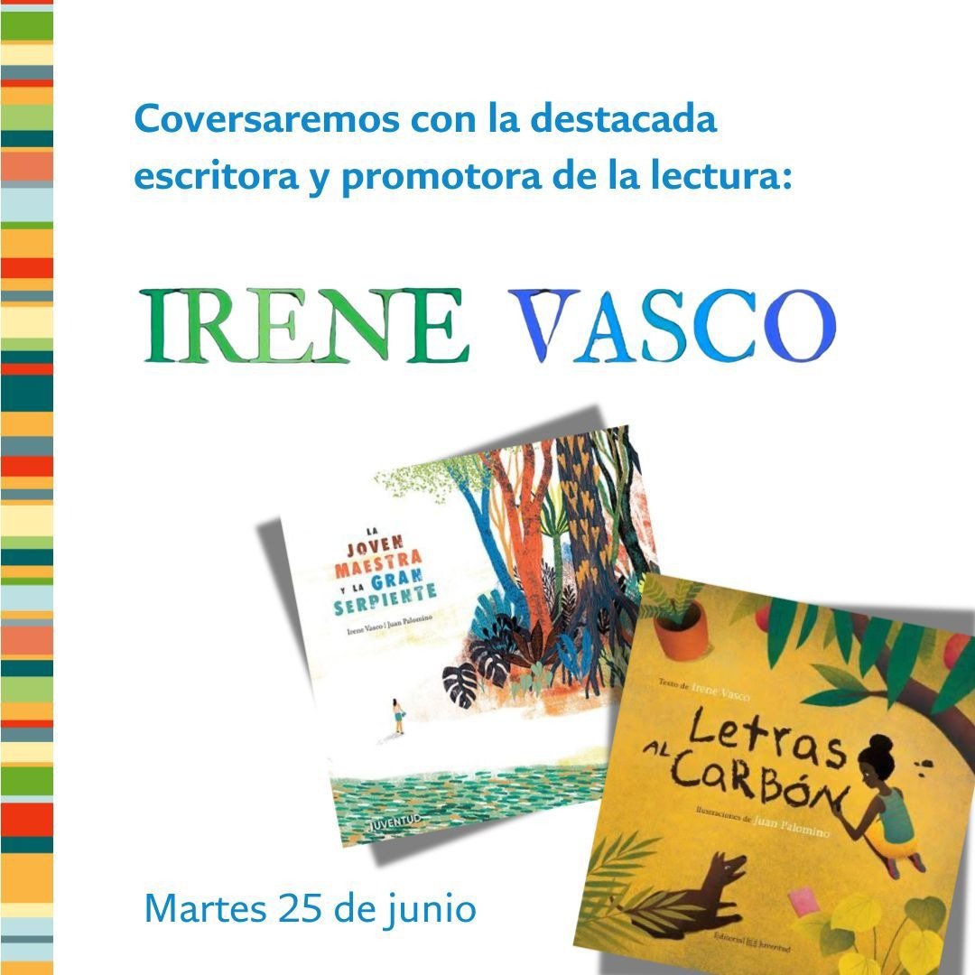 El Dip en Mediación Lectora y Creatividad de <a href="/EntrelineasFund/">Fundación Entrelíneas</a> invita a un encuentro con Irene Vasco, destacada escritora y promotora de la lectura 
📅 25 de junio, online (zoom)
⏰ 19 hrs. Chile 
Inscripciones en forms.gle/fFqmBbaJbcigjg…