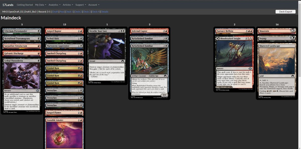 Cashed the arena open. I’m loving Modern Horizons 3 limited. I really don’t understand the hate. I’ve managed to trophy with all but a couple of archetypes