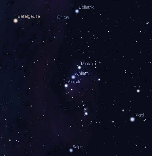 STARS IN ZULU AND ENGLISH:

. IsiNdwendweni (Betelgeuse)
. Ondwenjana (Orion)
. IsiKhunundu (Bellatrix)
. uMveshe (Alnitak)
. iDuduma (Alnilam)
. iNtondo (Mintaka)
. iPhisi (Rigel)
. iNgqibi (Saiph)